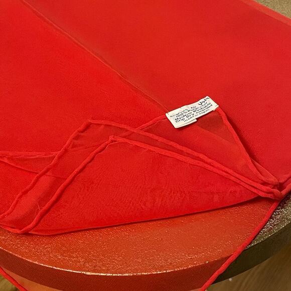 Vintage 1950s Vera Neumann Red Sheer Scarf | Rare Pre-Copyright, Hand-Rolled 22" - Picture 2 of 6